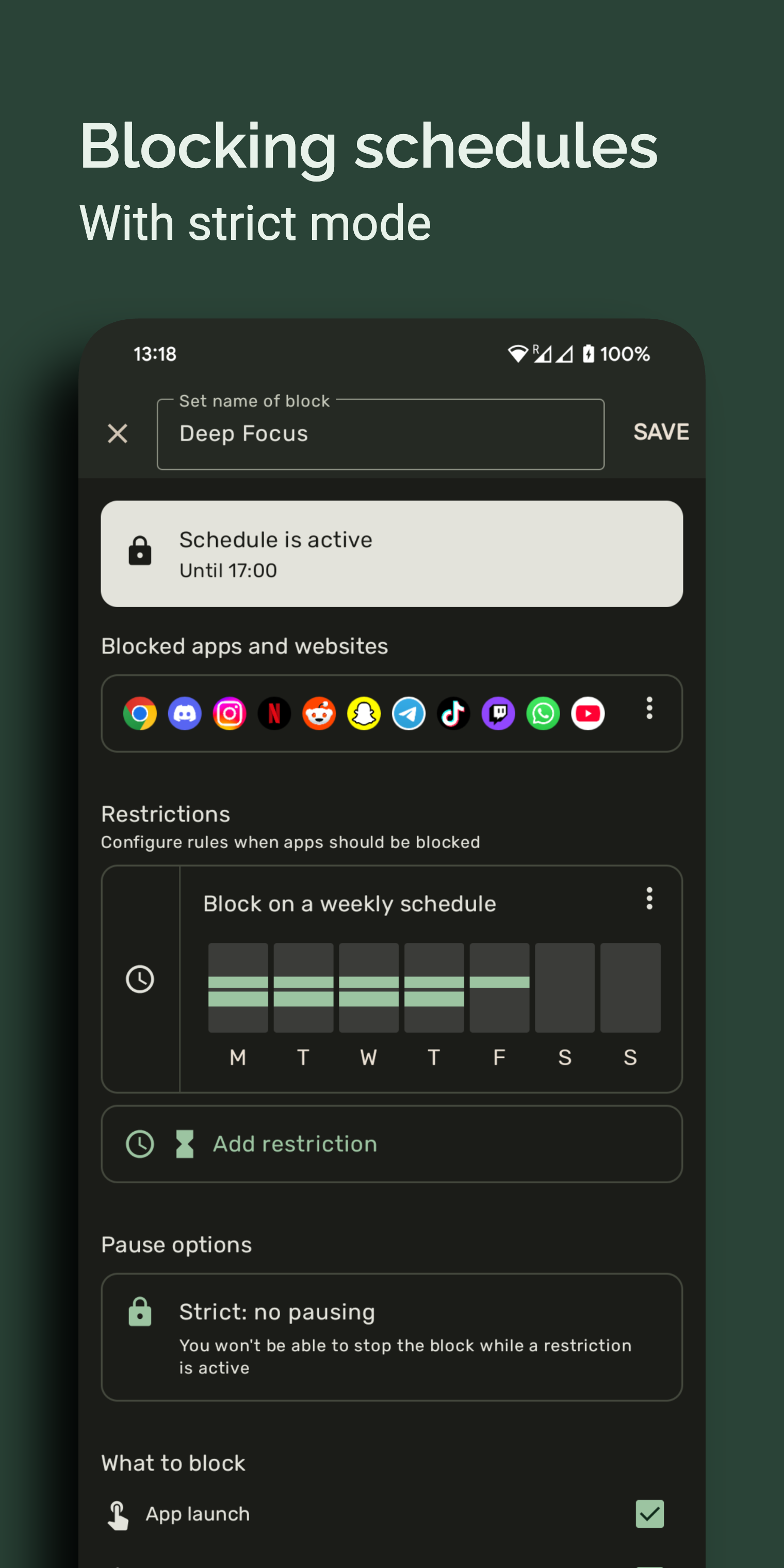 Blocking schedules with strict mode